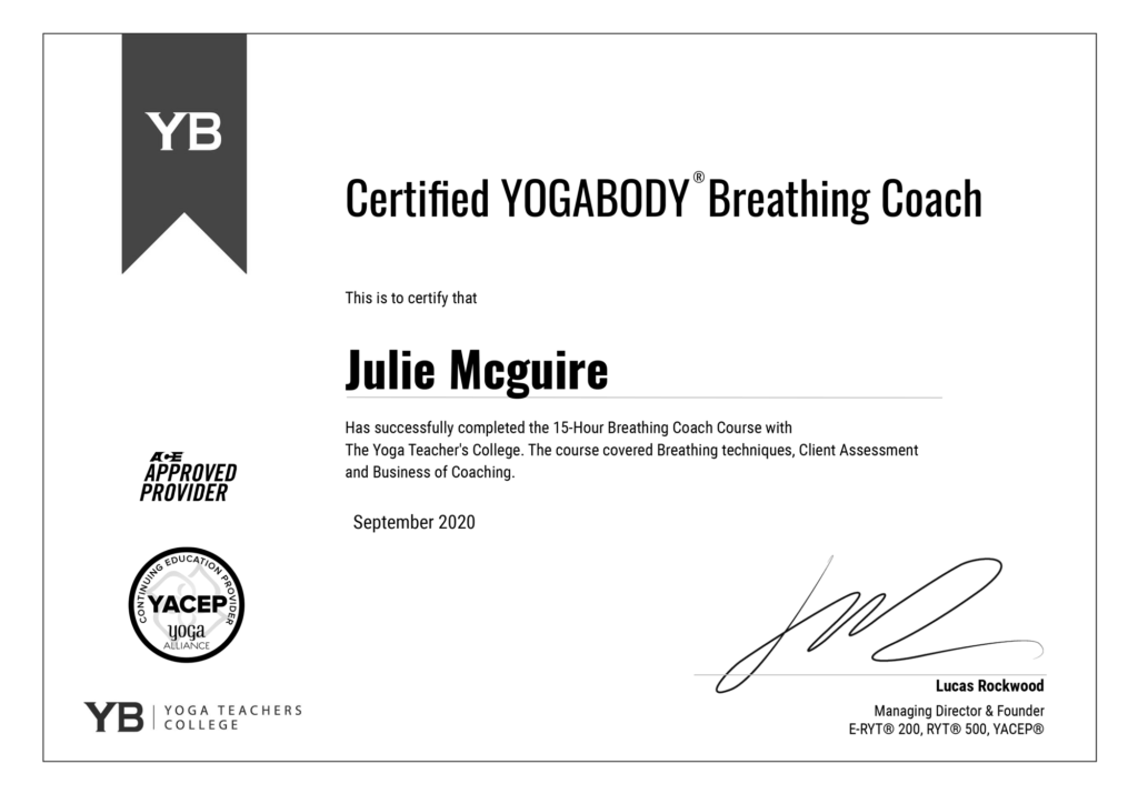 Certification for Yogabody Breathing Coach